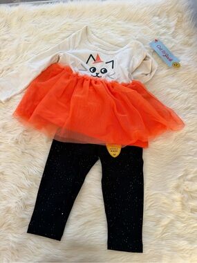 Cat & Jack Orange Tulle Cat Costume Set with Black Leggings
